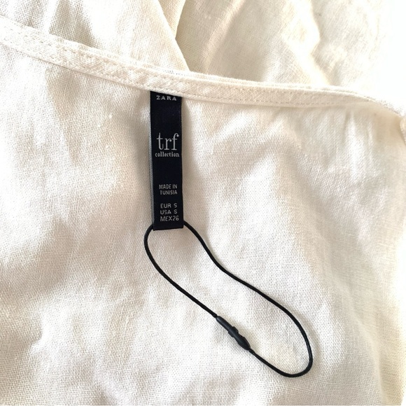 Zara TRF Trafaluc linen viscose cotton midi ivory white dress with buttons - Picture 9 of 12